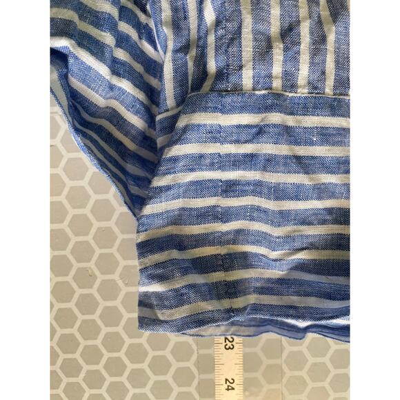 Beatriz Camacho Womens Jumpsuit Size 8 Blue Striped Linen Wide Leg Lagenlook - Picture 8 of 9